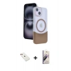 MARSİLYAN™- iPhone 14 Kılıf Kozmos Form Özel Seri - Siyah Bilvis 3D Mat Cam Ekran Koruyucu + Diamond Kamera Lens - KI