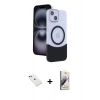 MARSİLYAN™- iPhone 14 Kılıf Kozmos Form Özel Seri - Siyah Bilvis 3D Mat Cam Ekran Koruyucu + Diamond Kamera Lens - KI
