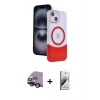 MARSİLYAN™- iPhone 14 Kılıf Kozmos Form Özel Seri - Siyah Bilvis 3D Mat Cam Ekran Koruyucu + Raze Metal Kamera Lens - SH