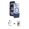 MARSİLYAN™- iPhone 14 Kılıf Kozmos Form Özel Seri - Siyah Bilvis 3D Mat Cam Ekran Koruyucu + Shine Kamera Lens - KI