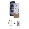 MARSİLYAN™- iPhone 14 Kılıf Kozmos Form Özel Seri - Siyah Bilvis 3D Mat Cam Ekran Koruyucu + Shine Kamera Lens - GD