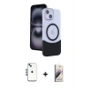 MARSİLYAN™- iPhone 14 Kılıf Kozmos Form Özel Seri - Siyah Bilvis 3D Mat Cam Ekran Koruyucu + Shine Kamera Lens - MI