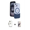 MARSİLYAN™- iPhone 14 Kılıf Kozmos Form Özel Seri - Siyah Bilvis 3D Mat Cam Ekran Koruyucu + Shine Kamera Lens - GD