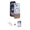 MARSİLYAN™- iPhone 14 Kılıf Kozmos Form Özel Seri - Siyah Bilvis 5in1 3D Magic Cam Ekran Koruyucu + Diamond Kamera Lens - PE