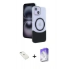 MARSİLYAN™- iPhone 14 Kılıf Kozmos Form Özel Seri - Siyah Bilvis 5in1 3D Magic Cam Ekran Koruyucu + Diamond Kamera Lens - YL