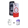 MARSİLYAN™- iPhone 14 Kılıf Kozmos Form Özel Seri - Siyah Bilvis 5in1 3D Magic Cam Ekran Koruyucu + Shine Kamera Lens - MI