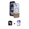 MARSİLYAN™- iPhone 14 Kılıf Kozmos Form Özel Seri - Siyah Bilvis 5in1 3D Magic Cam Ekran Koruyucu + PVD Metal Kamera Lens - TU