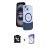 MARSİLYAN™- iPhone 14 Kılıf Kozmos Form Özel Seri - Siyah Bilvis 5in1 3D Magic Cam Ekran Koruyucu + PVD Metal Kamera Lens - TU