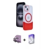 MARSİLYAN™- iPhone 14 Kılıf Kozmos Form Özel Seri - Siyah Bilvis 5in1 3D Magic Cam Ekran Koruyucu + Raze Metal Kamera Lens - GS