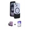 MARSİLYAN™- iPhone 14 Kılıf Kozmos Form Özel Seri - Siyah Bilvis 5in1 3D Magic Cam Ekran Koruyucu + Raze Metal Kamera Lens - SH