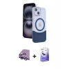 MARSİLYAN™- iPhone 14 Kılıf Kozmos Form Özel Seri - Siyah Bilvis 5in1 5D Magic Hayalet Cam Ekran Koruyucu + Raze Metal Kamera Lens - GS
