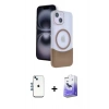 MARSİLYAN™- iPhone 14 Kılıf Kozmos Form Özel Seri - Siyah Bilvis 5in1 5D Magic Hayalet Cam Ekran Koruyucu + Shine Kamera Lens - MI