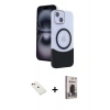 MARSİLYAN™- iPhone 14 Kılıf Kozmos Form Özel Seri - Siyah Bilvis Hayalet Cam Ekran Koruyucu + Diamond Kamera Lens - KI