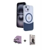 MARSİLYAN™- iPhone 14 Kılıf Kozmos Form Özel Seri - Siyah Bilvis Hayalet Cam Ekran Koruyucu + Raze Metal Kamera Lens - GS