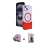 MARSİLYAN™- iPhone 14 Kılıf Kozmos Form Özel Seri - Siyah Bilvis Hayalet Cam Ekran Koruyucu + Raze Metal Kamera Lens - MR