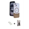 MARSİLYAN™- iPhone 14 Kılıf Kozmos Form Özel Seri - Siyah Bilvis Hayalet Cam Ekran Koruyucu + Diamond Kamera Lens - PE