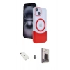 MARSİLYAN™- iPhone 14 Kılıf Kozmos Form Özel Seri - Siyah Bilvis Hayalet Cam Ekran Koruyucu + Diamond Kamera Lens - PE