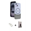 MARSİLYAN™- iPhone 14 Kılıf Kozmos Form Özel Seri - Siyah Bilvis Hayalet Cam Ekran Koruyucu + Diamond Kamera Lens - PE