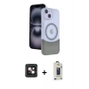 MARSİLYAN™- iPhone 14 Kılıf Kozmos Form Özel Seri - Siyah Bilvis Hayalet Cam Ekran Koruyucu + PVD Metal Kamera Lens - PE