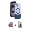MARSİLYAN™- iPhone 14 Kılıf Kozmos Form Özel Seri - Siyah Bilvis Hayalet Cam Ekran Koruyucu + Raze Metal Kamera Lens - KI