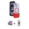 MARSİLYAN™- iPhone 14 Kılıf Kozmos Form Özel Seri - Siyah Bilvis Hayalet Cam Ekran Koruyucu + Raze Metal Kamera Lens - MR