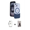 MARSİLYAN™- iPhone 14 Kılıf Kozmos Form Özel Seri - Siyah Bilvis Hayalet Cam Ekran Koruyucu + Shine Kamera Lens - GS