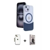MARSİLYAN™- iPhone 14 Kılıf Kozmos Form Özel Seri - Siyah Bilvis Hayalet Cam Ekran Koruyucu + Shine Kamera Lens - GD