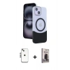 MARSİLYAN™- iPhone 14 Kılıf Kozmos Form Özel Seri - Siyah Bilvis Hayalet Cam Ekran Koruyucu + Shine Kamera Lens - GS
