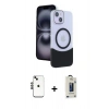 MARSİLYAN™- iPhone 14 Kılıf Kozmos Form Özel Seri - Siyah Bilvis Hayalet Cam Ekran Koruyucu + Shine Kamera Lens - SH