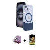MARSİLYAN™- iPhone 14 Kılıf Kozmos Form Özel Seri - Siyah Buffer Cam Ekran Koruyucu + Raze Metal Kamera Lens - KI