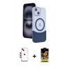 MARSİLYAN™- iPhone 14 Kılıf Kozmos Form Özel Seri - Siyah Buffer Cam Ekran Koruyucu + Shine Kamera Lens - KI