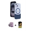 MARSİLYAN™- iPhone 14 Kılıf Kozmos Form Özel Seri - Siyah Buffer Cam Ekran Koruyucu + Raze Metal Kamera Lens - MR