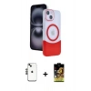 MARSİLYAN™- iPhone 14 Kılıf Kozmos Form Özel Seri - Siyah Buffer Cam Ekran Koruyucu + Shine Kamera Lens - SH