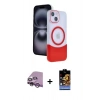 MARSİLYAN™- iPhone 14 Kılıf Kozmos Form Özel Seri - Siyah Buffer Hayalet Cam Ekran Koruyucu + Raze Metal Kamera Lens - MR