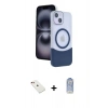 MARSİLYAN™- iPhone 14 Kılıf Kozmos Form Özel Seri - Siyah Joko Magic 5D Cam + Kırmızı Diamond Kamera Lens