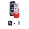 MARSİLYAN™- iPhone 14 Kılıf Kozmos Form Özel Seri - Siyah Joko Magic 5D Cam + PVD Metal Kamera Lens - GS