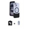 MARSİLYAN™- iPhone 14 Kılıf Kozmos Form Özel Seri - Siyah Joko Magic 5D Cam + PVD Metal Kamera Lens - GS