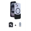 MARSİLYAN™- iPhone 14 Kılıf Kozmos Form Özel Seri - Siyah Joko Magic 5D Cam + PVD Metal Kamera Lens - SH
