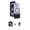 MARSİLYAN™- iPhone 14 Kılıf Kozmos Form Özel Seri - Siyah Joko Magic 5D Hayalet Cam + PVD Metal Kamera Lens - SH
