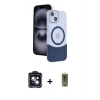 MARSİLYAN™- iPhone 14 Kılıf Kozmos Form Özel Seri - Siyah Joko Magic 5D Hayalet Cam + PVD Metal Kamera Lens - SH