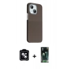 MARSİLYAN™- iPhone 14 Kılıf Kozmos Klasik Prime - Şeffaf 360 Full Body Arka Koruyucu + PVD Metal Kamera Lens - MI