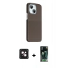 MARSİLYAN™- iPhone 14 Kılıf Kozmos Klasik Prime - Şeffaf 360 Full Body Arka Koruyucu + PVD Metal Kamera Lens - PE