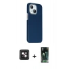 MARSİLYAN™- iPhone 14 Kılıf Kozmos Klasik Prime - Şeffaf 360 Full Body Arka Koruyucu + PVD Metal Kamera Lens - PE