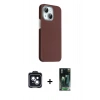 MARSİLYAN™- iPhone 14 Kılıf Kozmos Klasik Prime - Şeffaf 360 Full Body Arka Koruyucu + PVD Metal Kamera Lens - SH
