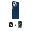 MARSİLYAN™- iPhone 14 Kılıf Kozmos Klasik Prime - Şeffaf 360 Full Body Arka Koruyucu + PVD Metal Kamera Lens - YL