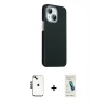 MARSİLYAN™- iPhone 14 Kılıf Kozmos Klasik Prime - Şeffaf Pasifik Cam Ekran Koruyucu + Siyah Shine Kamera Lens