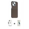 MARSİLYAN™- iPhone 14 Kılıf Kozmos Klasik Prime - Şeffaf Pasifik Cam Ekran Koruyucu + Siyah Shine Kamera Lens