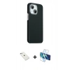 MARSİLYAN™- iPhone 14 Kılıf Kozmos Klasik Prime - Siyah 3D Antistatik Cam Ekran Koruyucu + Diamond Kamera Lens - SABE