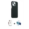 MARSİLYAN™- iPhone 14 Kılıf Kozmos Klasik Prime - Siyah 3D Antistatik Cam Ekran Koruyucu + Shine Kamera Lens - KI