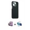 MARSİLYAN™- iPhone 14 Kılıf Kozmos Klasik Prime - Siyah 3D Antistatik Cam Ekran Koruyucu + Raze Metal Kamera Lens - MR